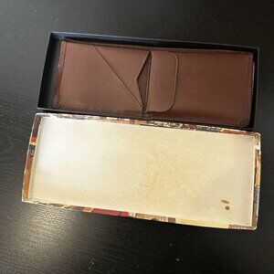 Vintage Leather Wallet Slim Bifold Paisley Satin Lined w/Photo Card Holder New